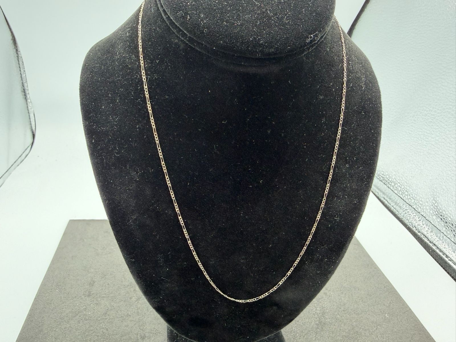 1.66g Vintage Sterling Silver 925 Figaro Link Chain Necklace 20 in M