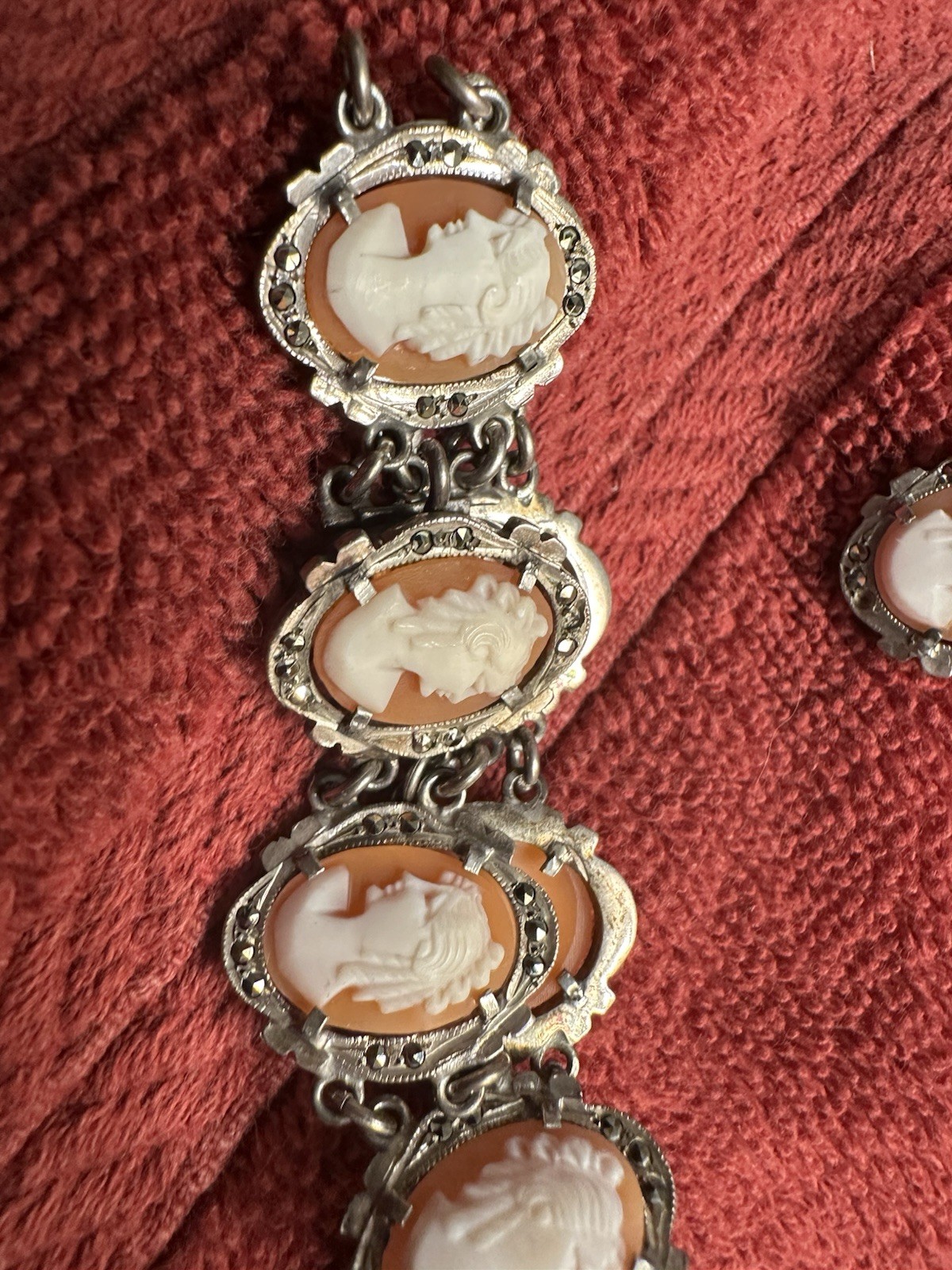 Vintage/Antique Genuine Shell Cameo Necklace, Brac, Sterling Silver. Victorian.