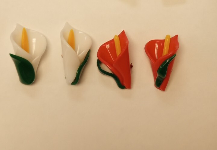 Retro 1980’s Lucite Earrings Orange Red Purple Neon pink Gold Handmade Costume