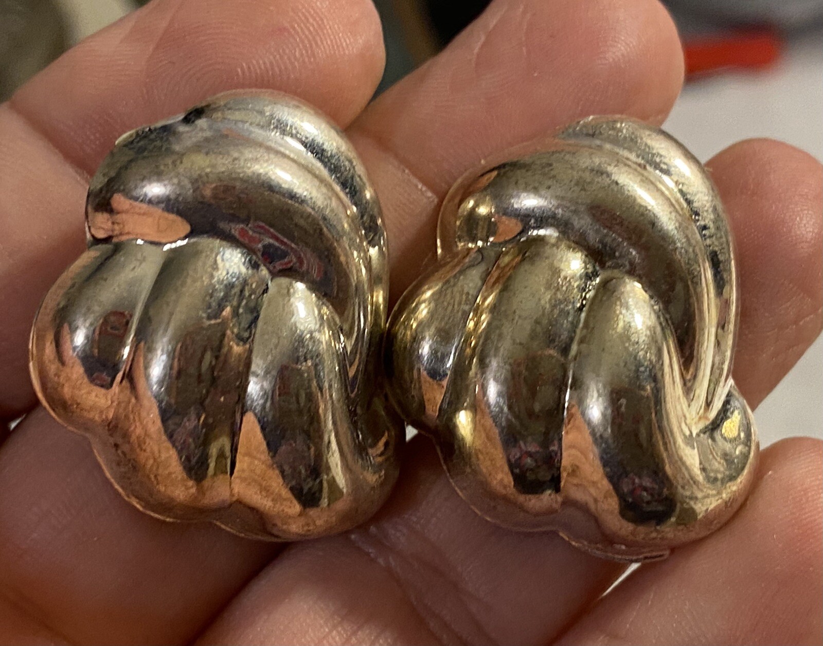 Vintage statement earrings silver tone knot pierced very light