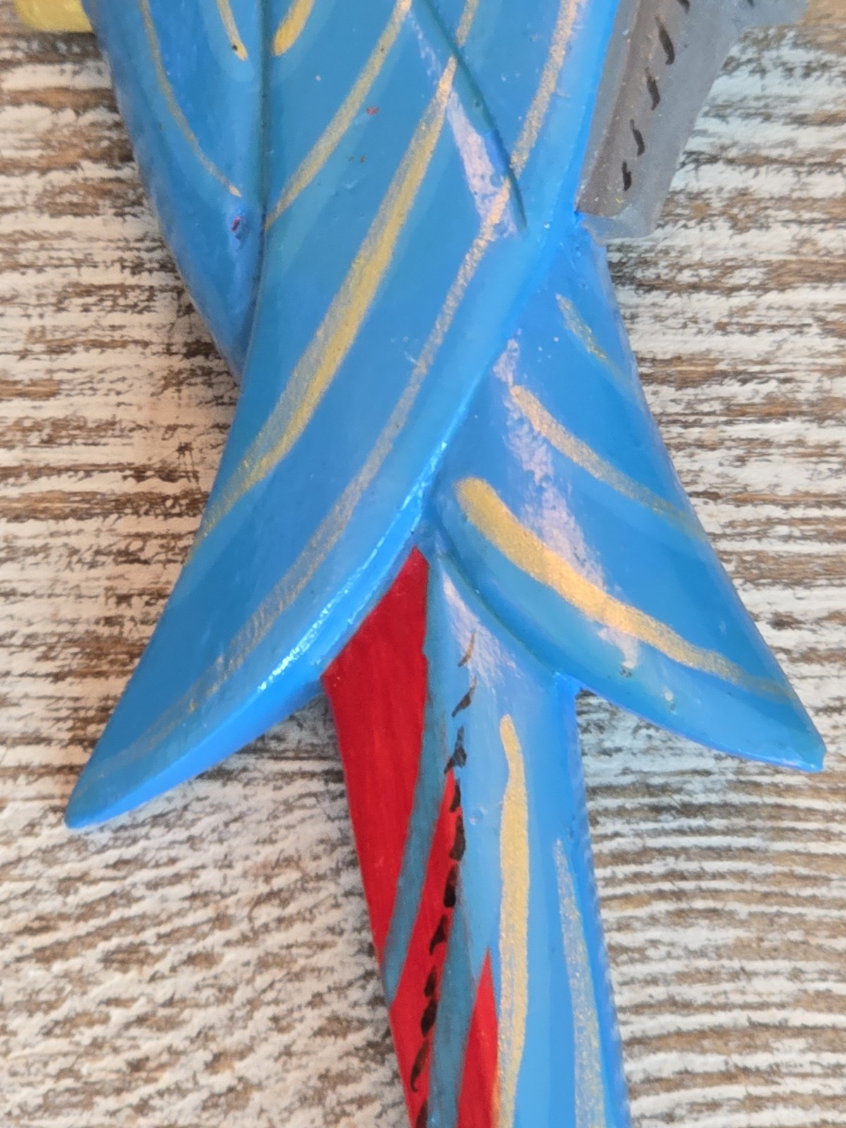 Vintage Hand Painted Wooden Parrot Brooch Colorful Tropical Bird Statement Pin