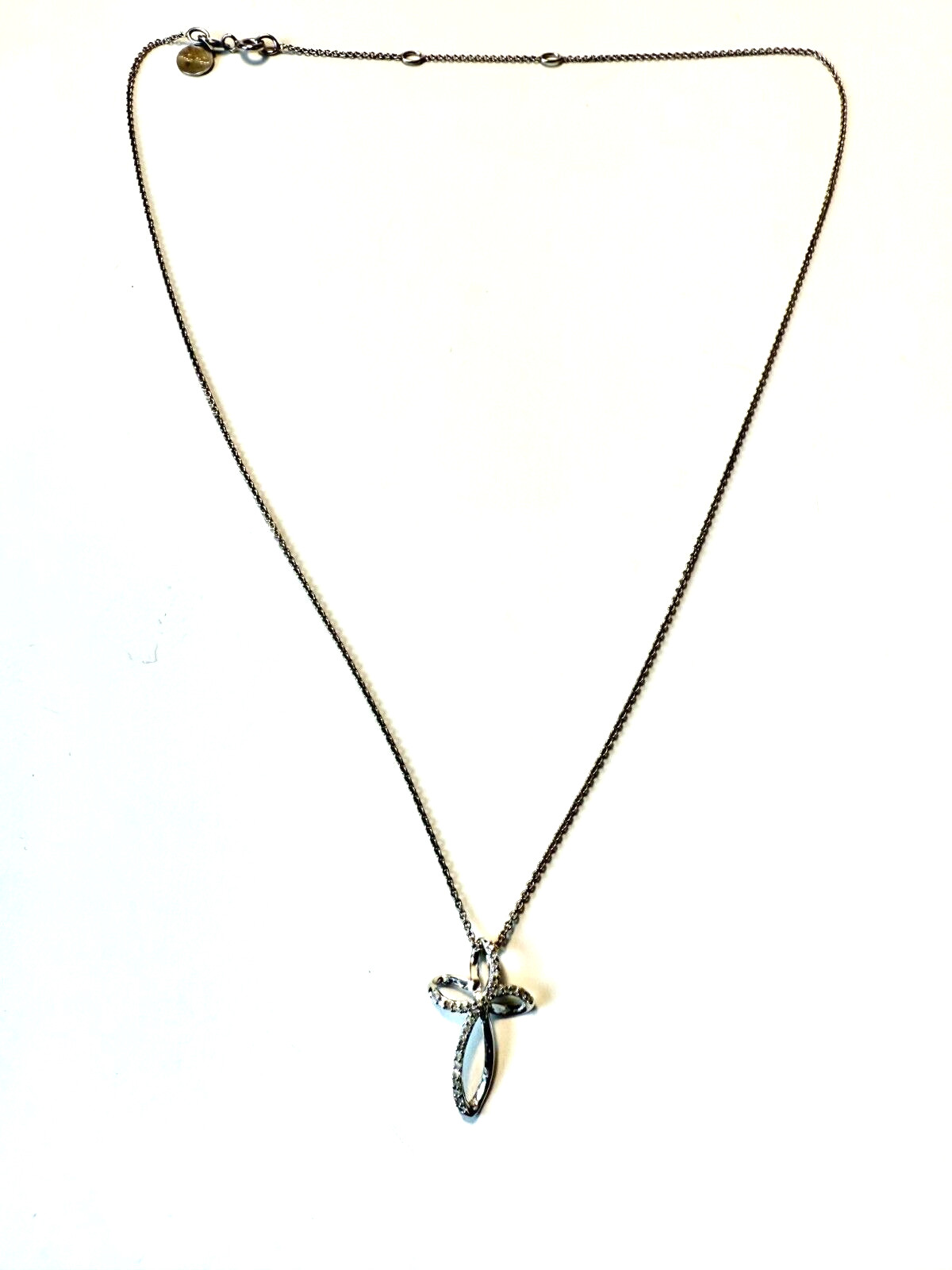 Vintage Sterling Silver & CZ Infinity Cross Pendant- Stella & Dot 925 Necklace