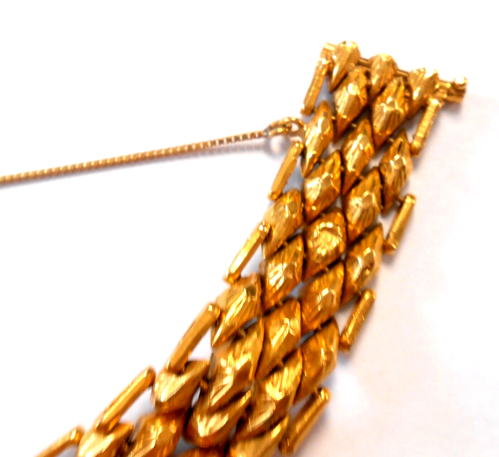 Fabulous Vintage Hand Made 18K Solid Yellow Gold Wide Link Bracelet 7 3/4 x 5/8