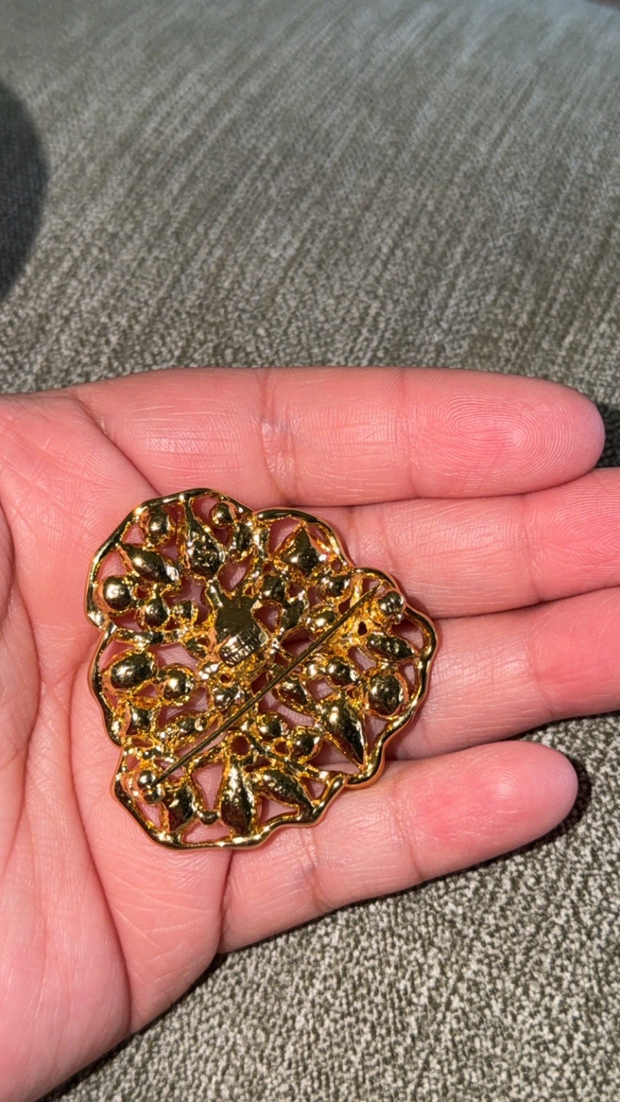 Vintage Nolan Miller Pansy Amethyst Purple Rhinestone Gold tone Brooch