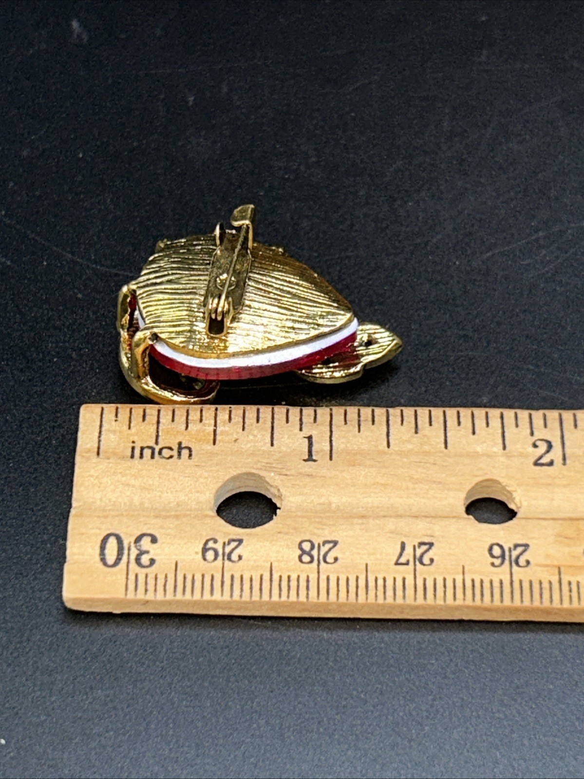 Modern Costume Jewelry Gold Tone Peacock Pin Brooch 1 1/4” Pink Stone