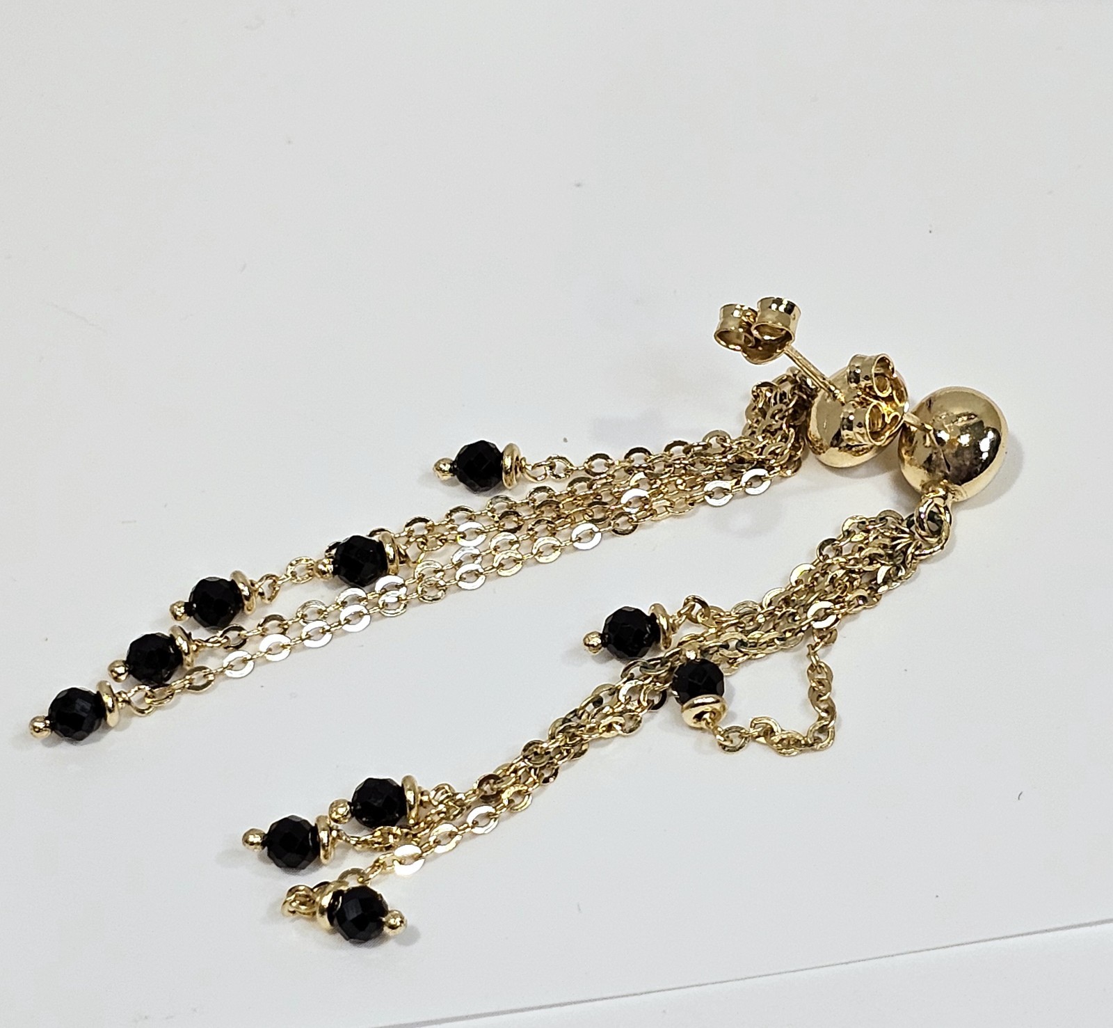 Bellezza Itaor Italy earrings gold over sterling chain dangle black beads