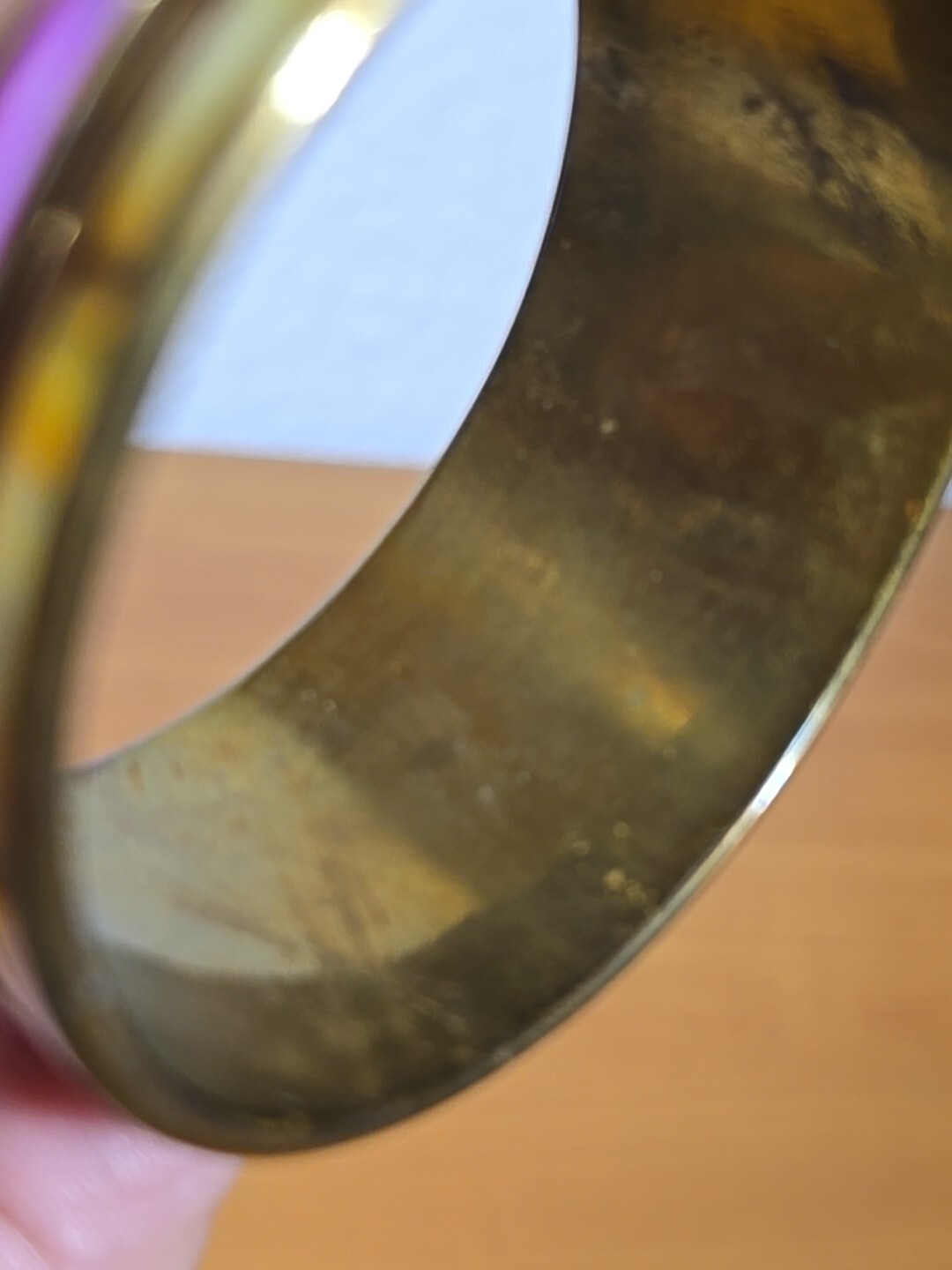 Vtg Brass Bangle Inlay Mother Of Pearl/Abalone Bracelet Multicolor 1.25″ W India