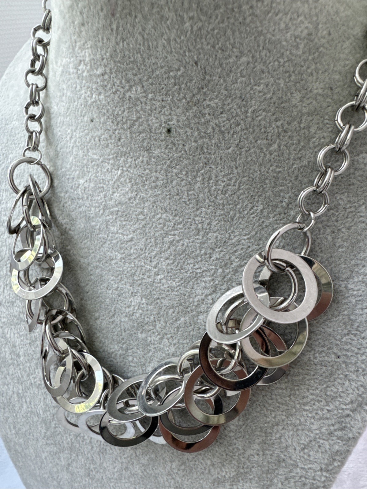 Vtg CHUNKY 1990s 80s y2k statement Brutalist Metal Modernist Necklace Unique