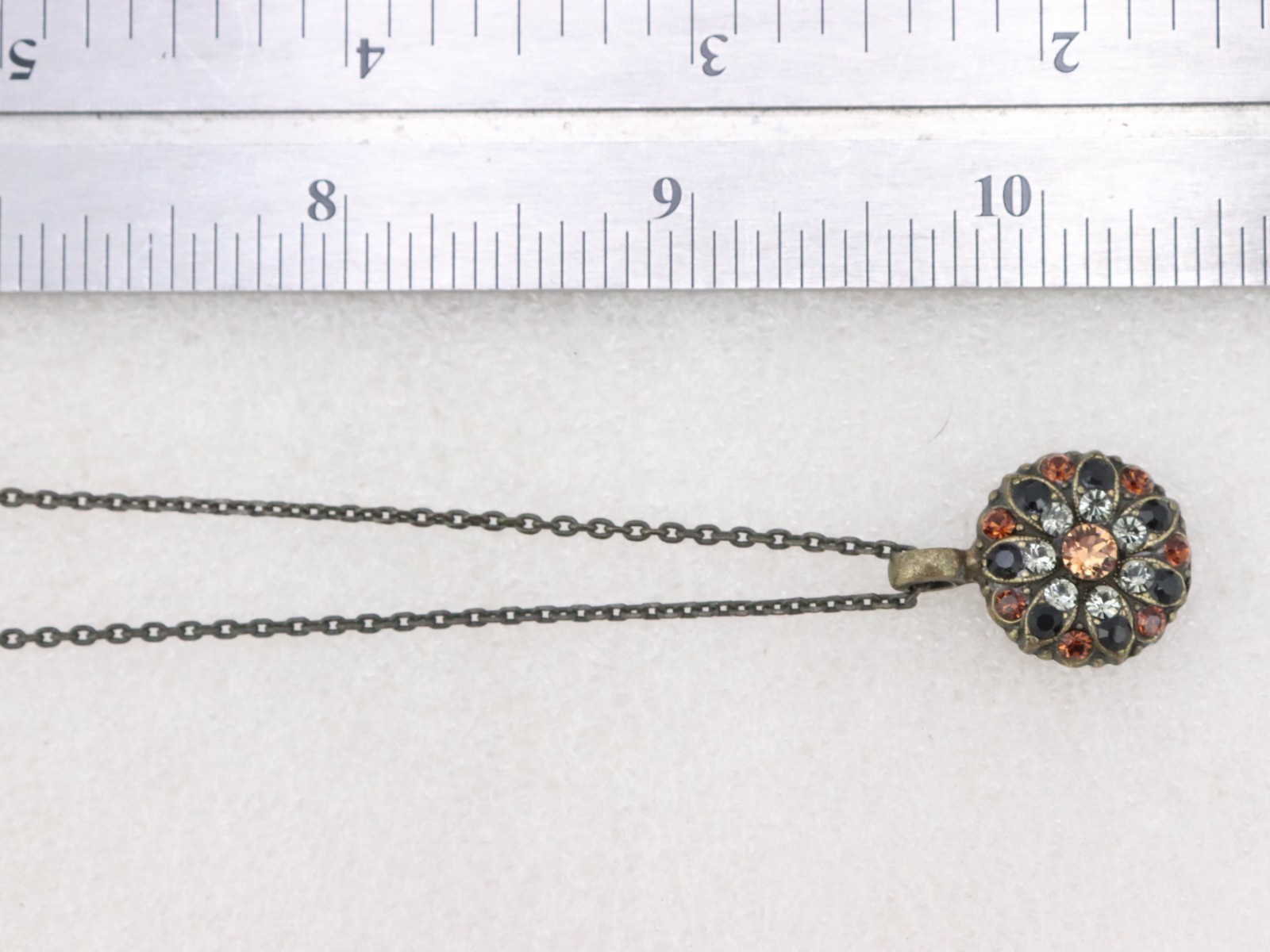 MARIANA Crystal Rhinestone Cherub Guardian Angel Pendant Necklace Orange Black