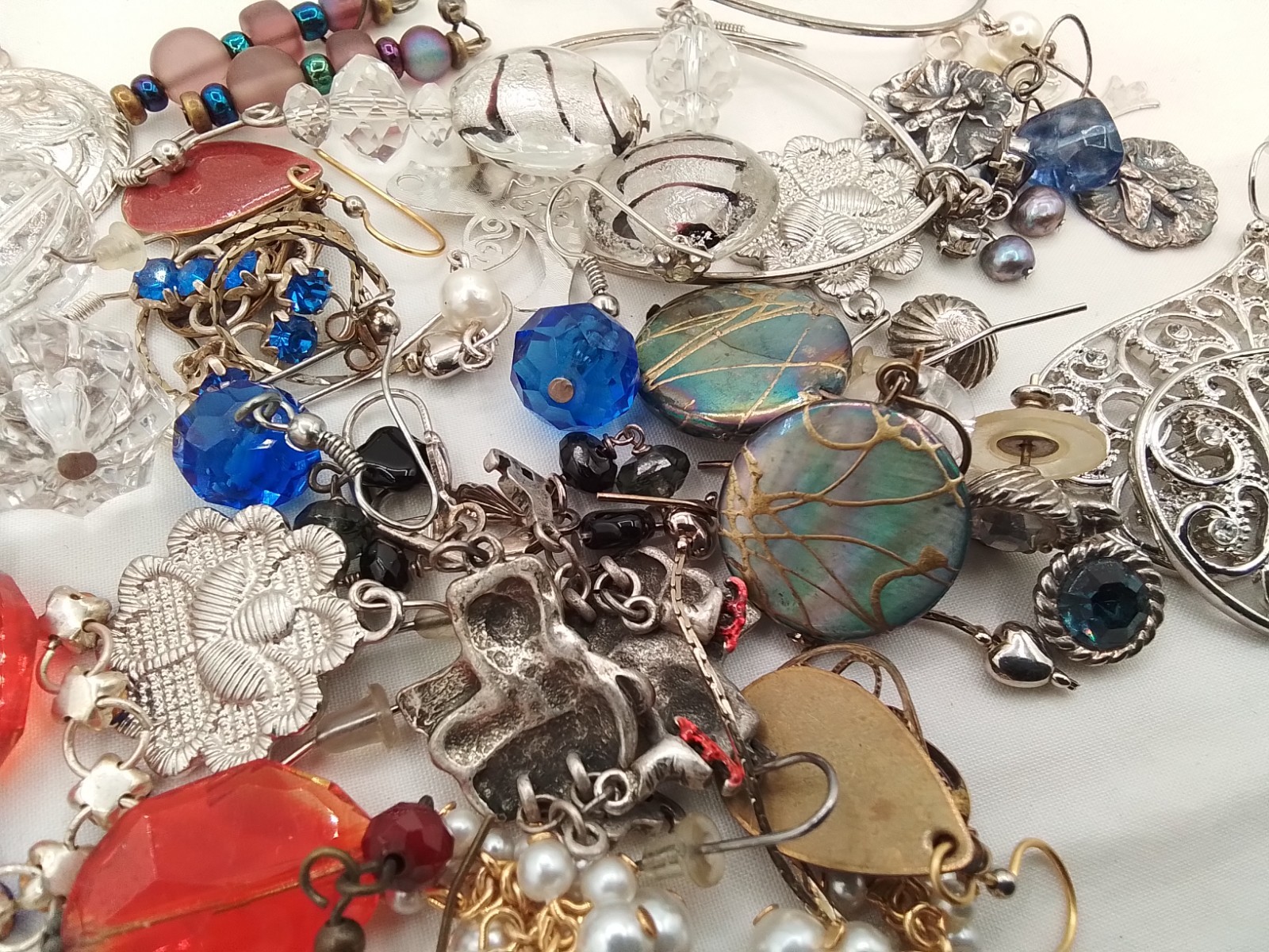 20 LOT B ESTATE VINTAGE SETS PIERCED EARRINGS CHANDELIER DANGLE HOOP FRENCH HOOK