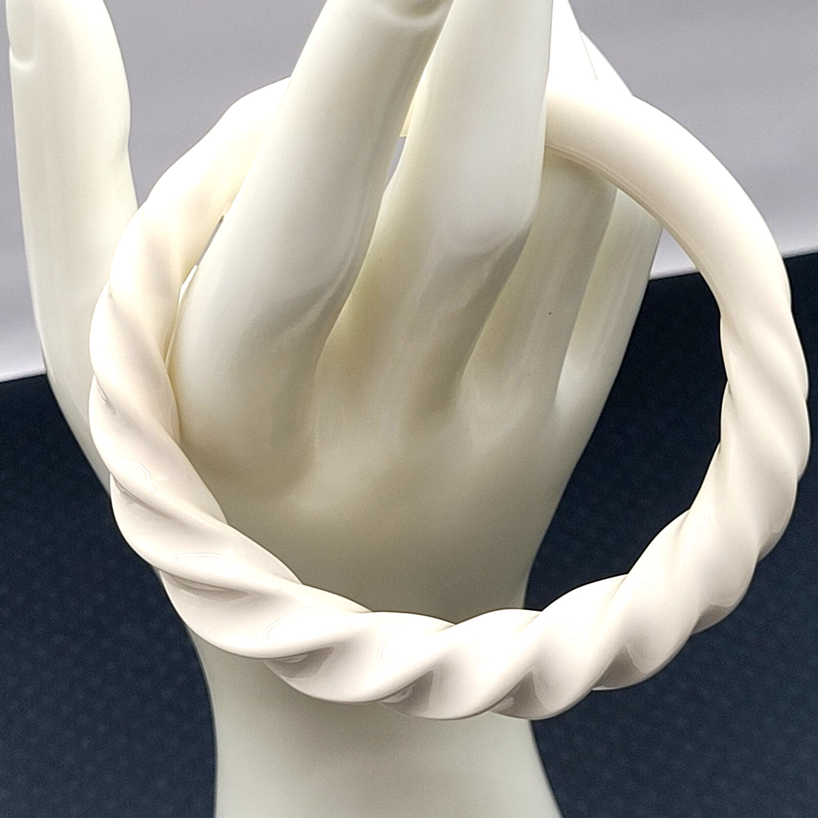 Twisted and Smooth Creamy White Resin Bangle Bracelet Retro Style Vintage 1980s