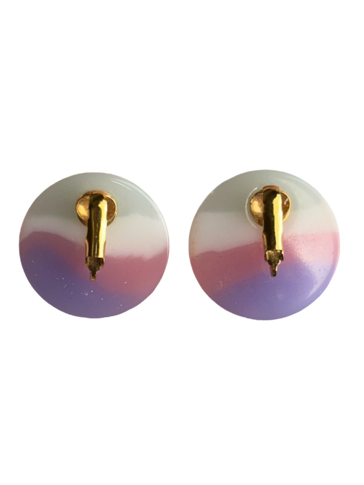 Vtg 1988 Avon Pastel Purple Pink White Green Stretch Bracelet & Clip On Earrings