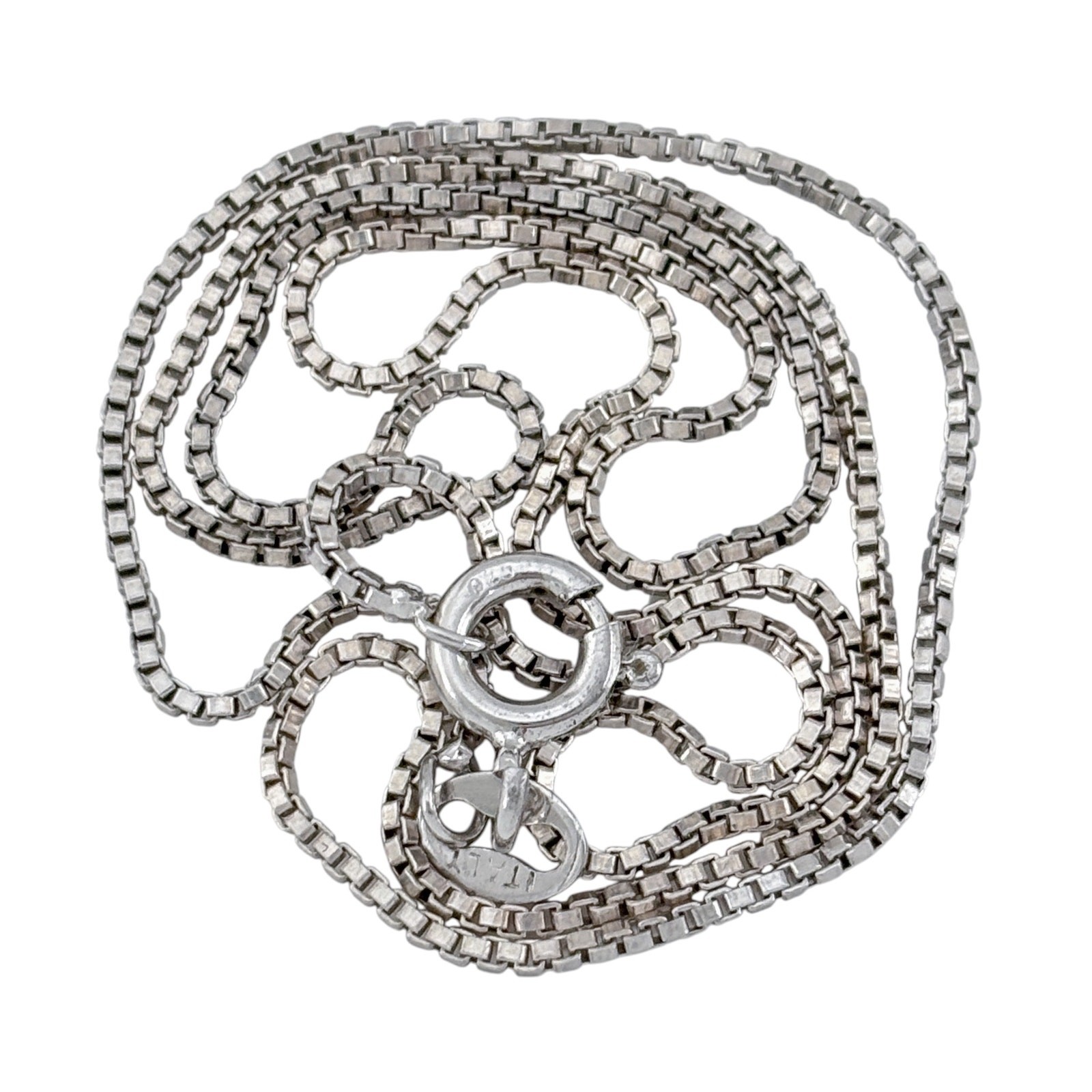 Vintage Italy Sterling Silver 925 Box Link Chain Necklace 16″