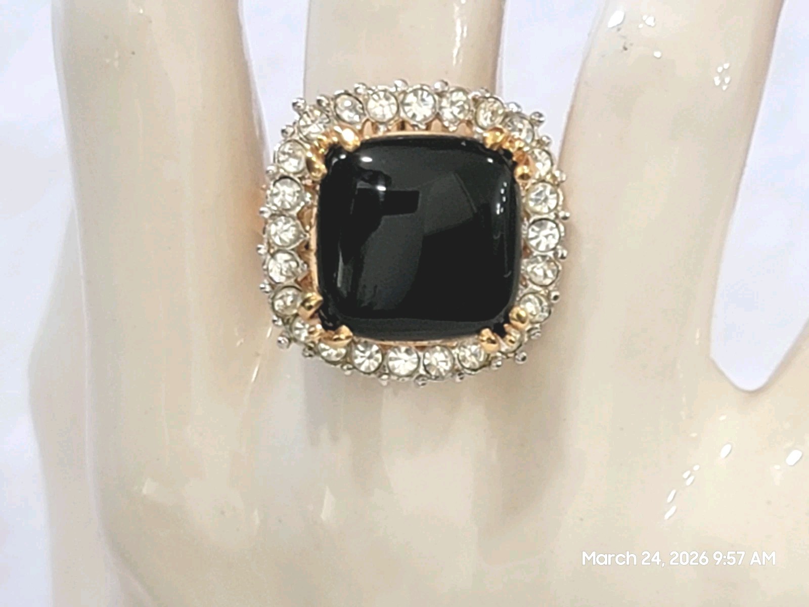 Unworn Vintage Merlite 14K Dura-Klad Gold Electroplate Cocktail Ring SIZE 9