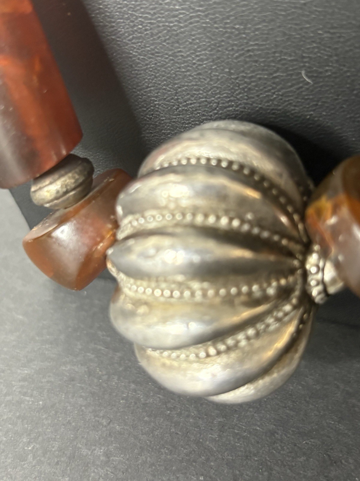 vintage Statement Necklace sterling silver 925 Sign Artisan Large Amber Runway