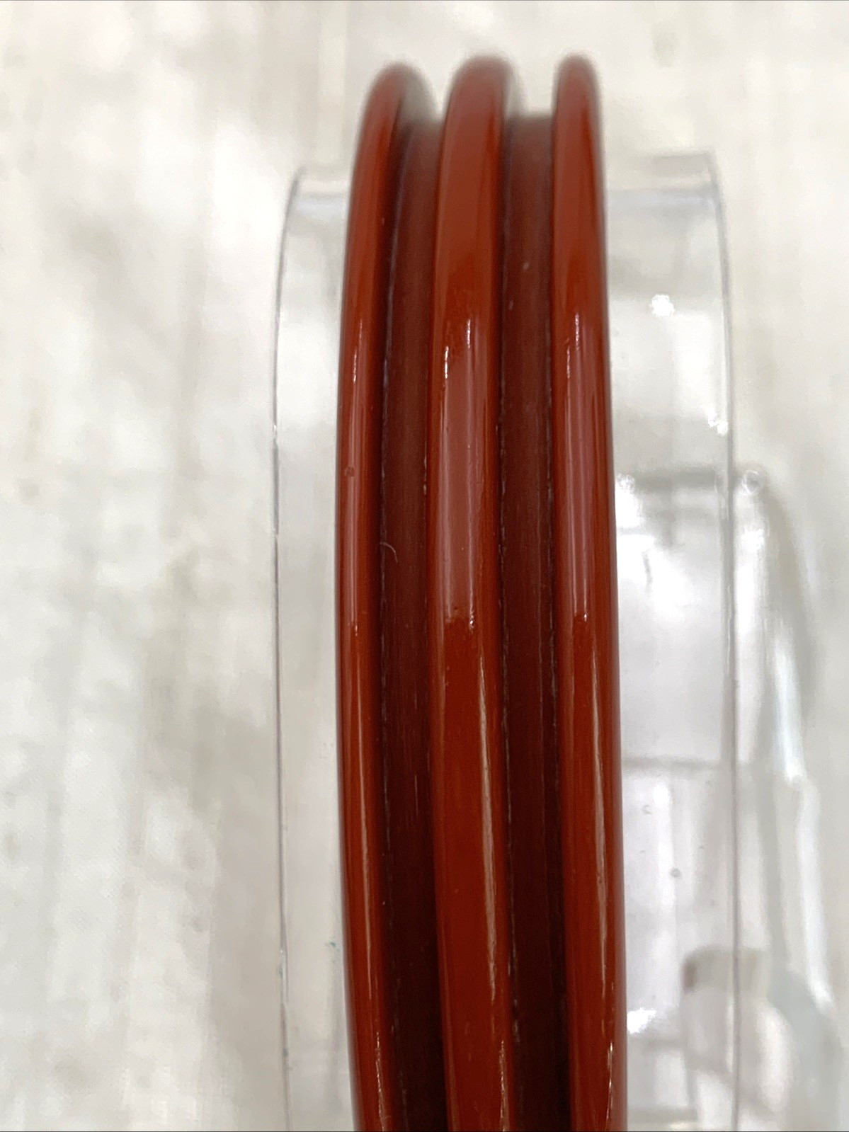 VTG Bangle Bracelet Lucite Plastic Ribbed Burnt Orange Rust Bold 8″ Inside Circ.