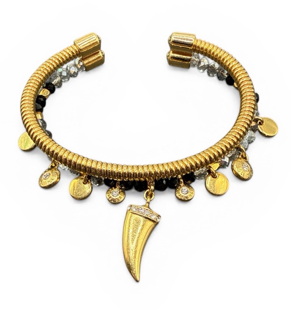 Henri Bendel Signed Gold Tone Beaded Bracelet C11