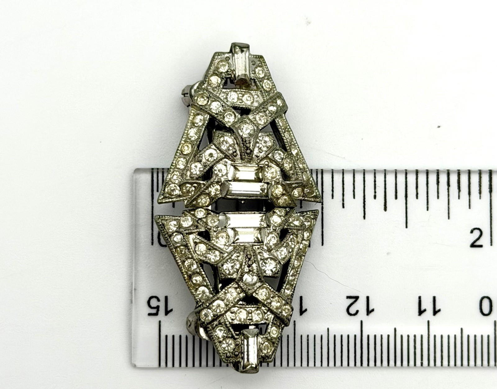 Art Deco Coro Duette Rhinestone Dress Clip Brooch Convertible PAT 1798387