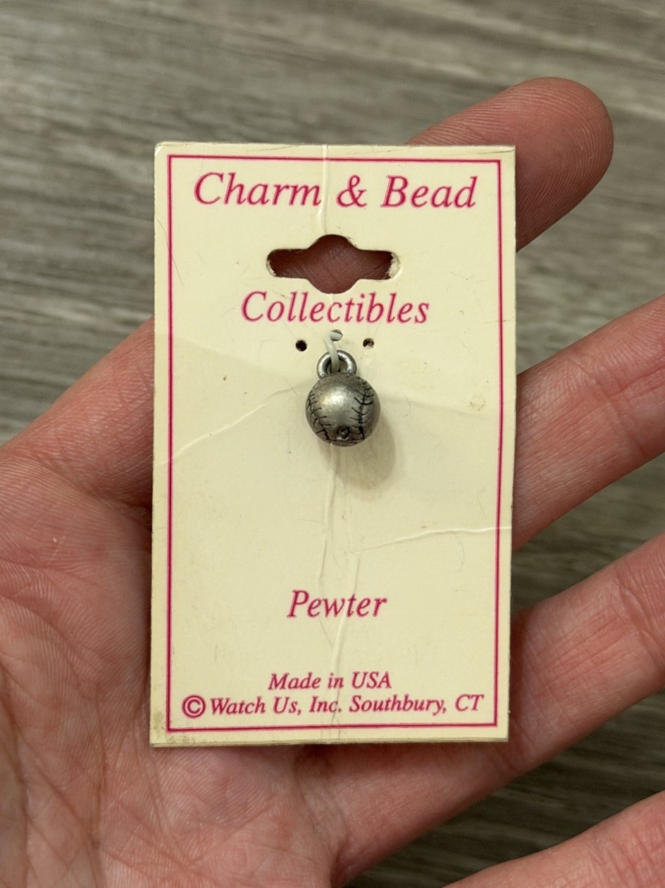 NEW Vintage Pewter Baseball Charm For Bracelets Or Crafts