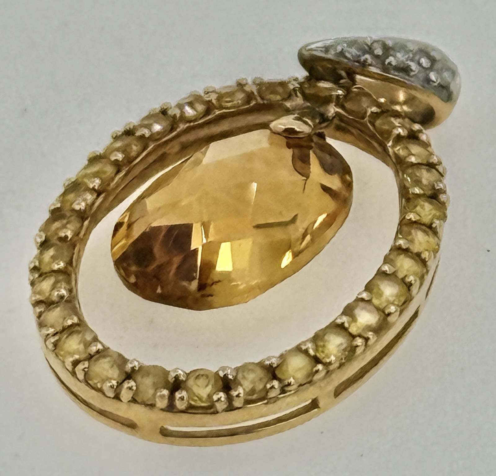 14K Gold Diamond Citrine Gold Pendant 2.25Cttw, 2g approximately