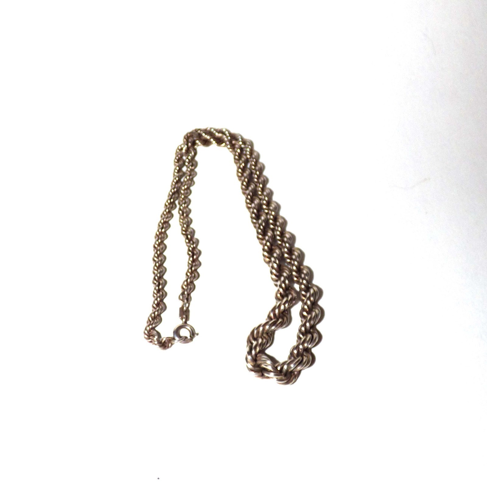 Vintage Italian 925 Sterling Silver Graduated Rope Chain Necklace 45cm 16g
