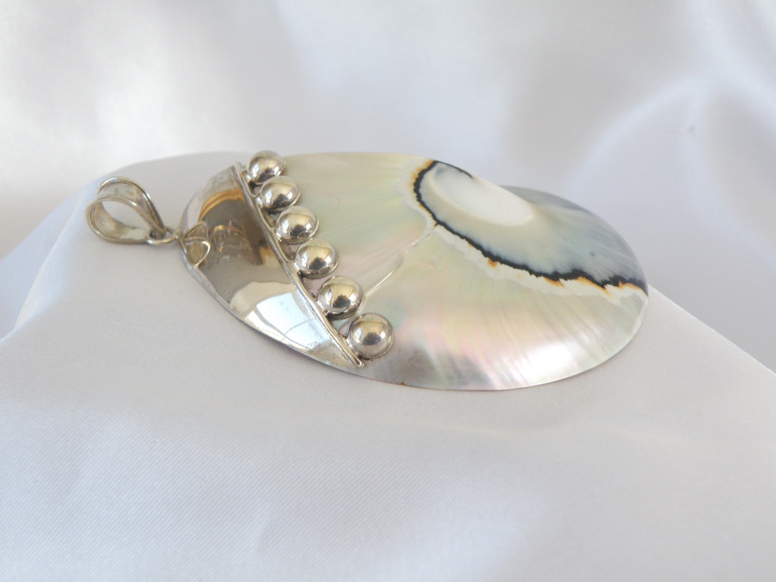 Huge Sterling Silver 925 Nautilus Shell Statement Pendant