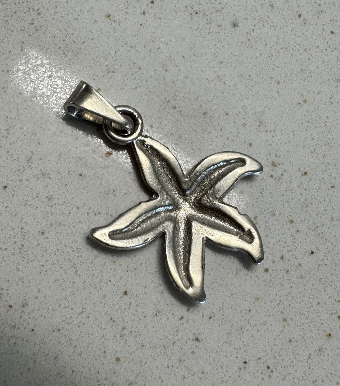 Sterling Silver Hammered Textured Starfish Design Mexican Pendant .925 Taxco Mex