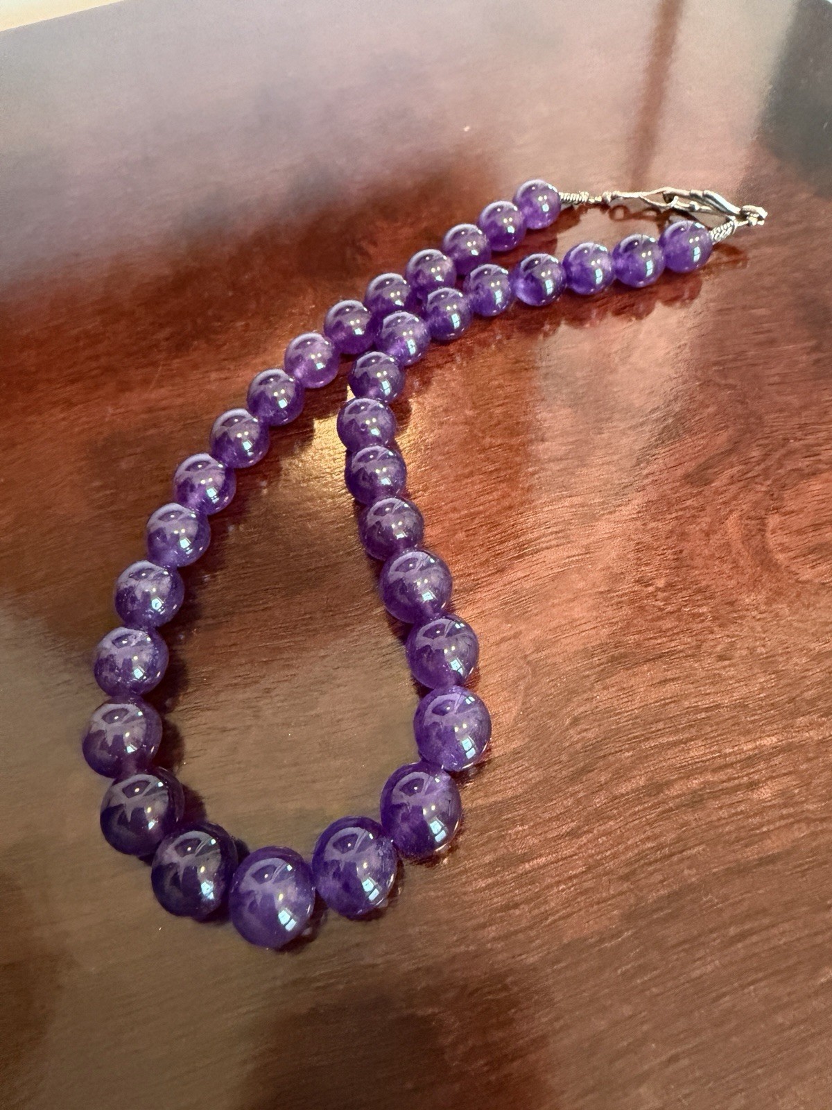 sterling silver amethyst beads necklace vintage