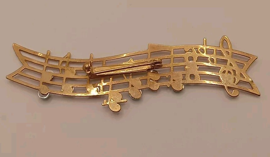 Musical Notes Bar Pin Brooch Read Concert Lightweight