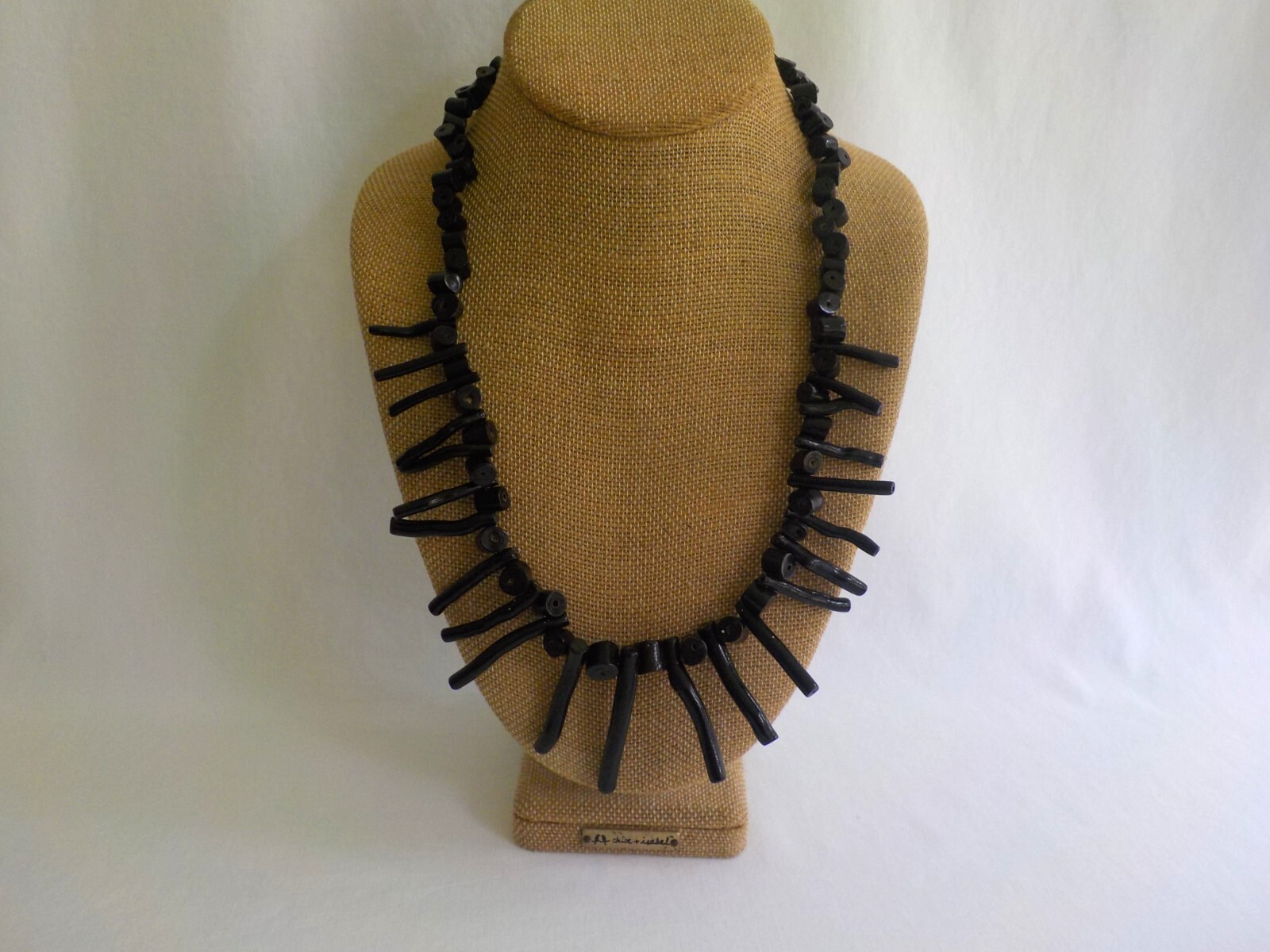 Vintage Black Coral Necklace Barrel Clasp Branch 23″ Long Weighs 44 Grams