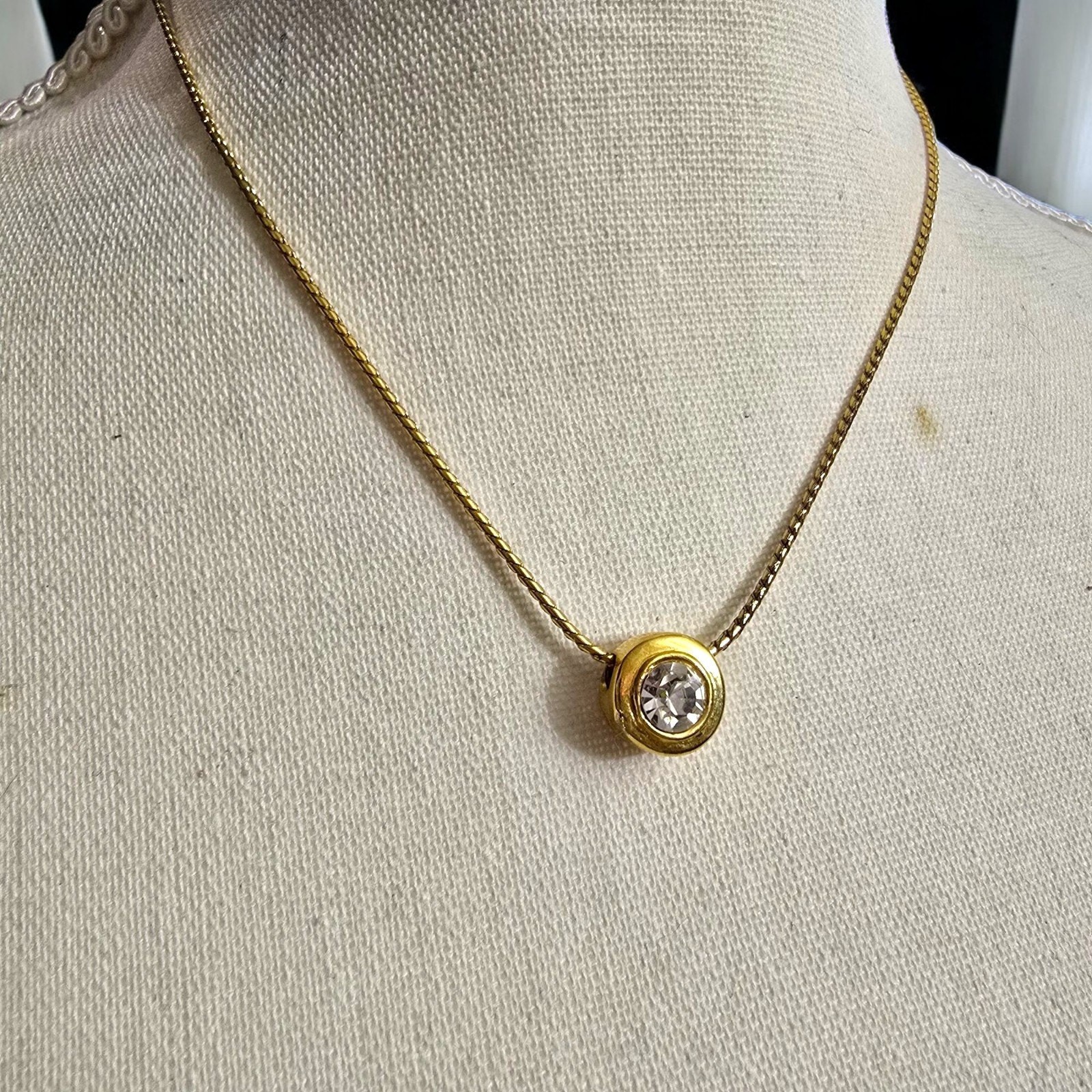 Minimalist Pendant Necklace Round Faceted Clear Crystal Rope Chain 16″ L SKU2238