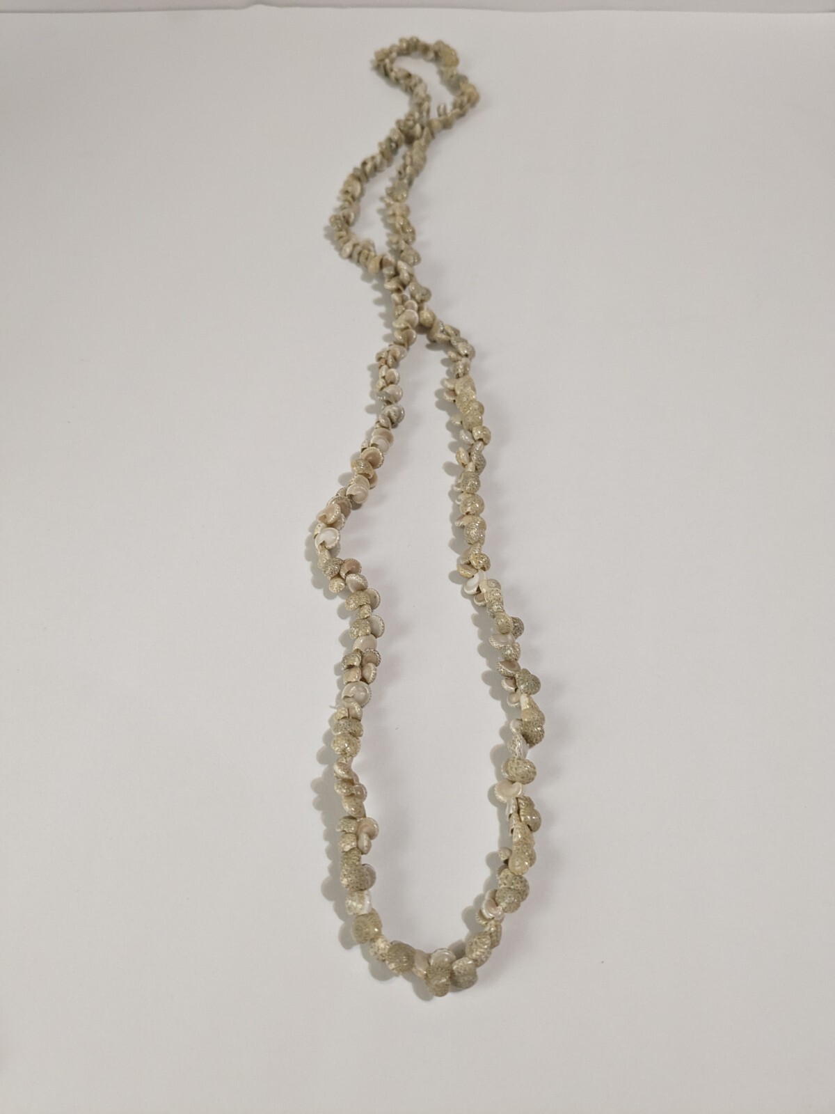Vintage Ivory & Beige Small Shell Infinity Necklace. Beach Life. Long. 36″.
