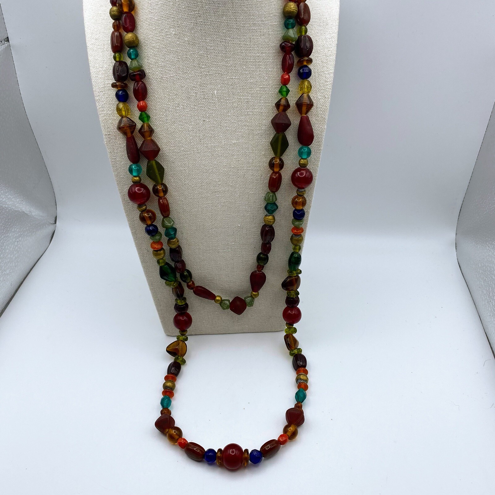 Vtg. Glass And Acrylic Beaded Necklace Long
