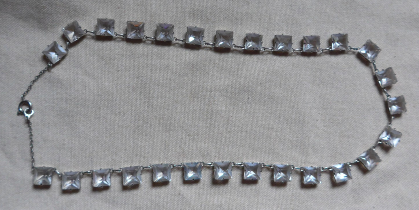 vtg 925 Sterling Silver & Rock Crystal Necklace 17″ 22g
