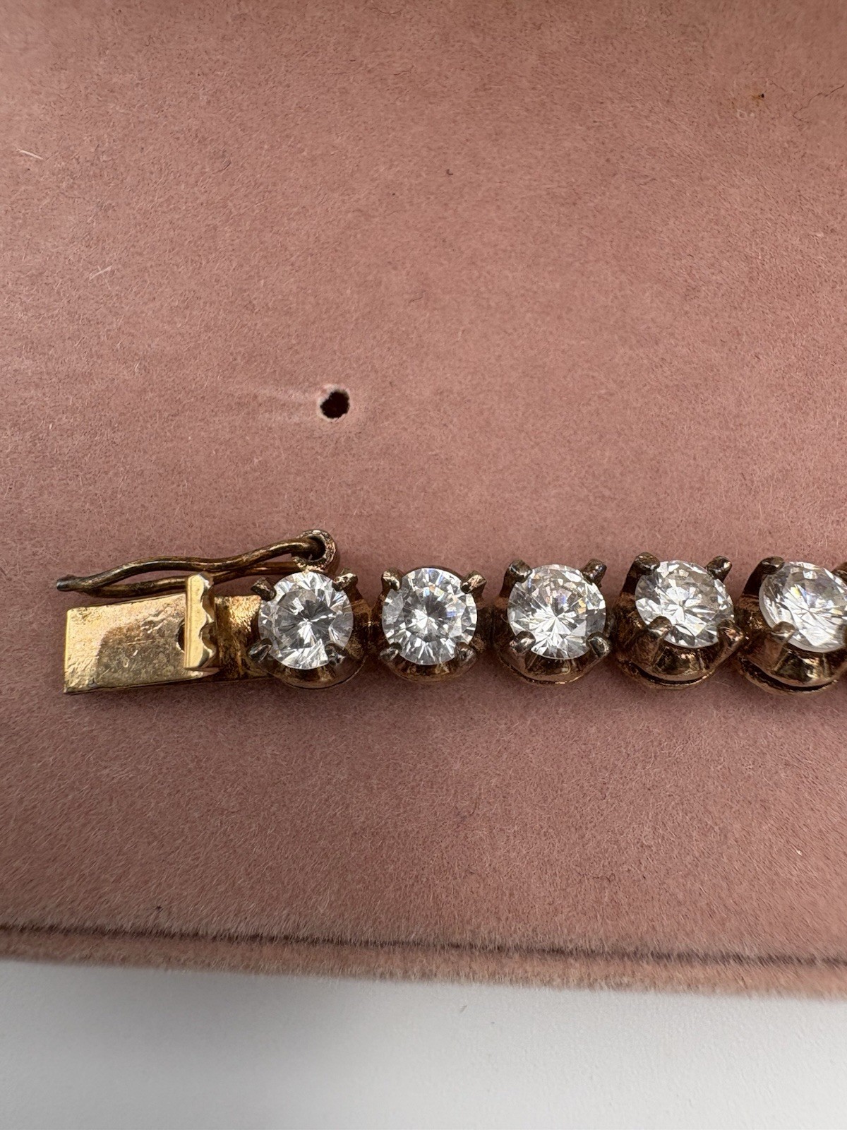 Vintage 925 Sterling Silver Gold Wash Tennis Bracelet CZ 7.5” w Rodeo Drive Box