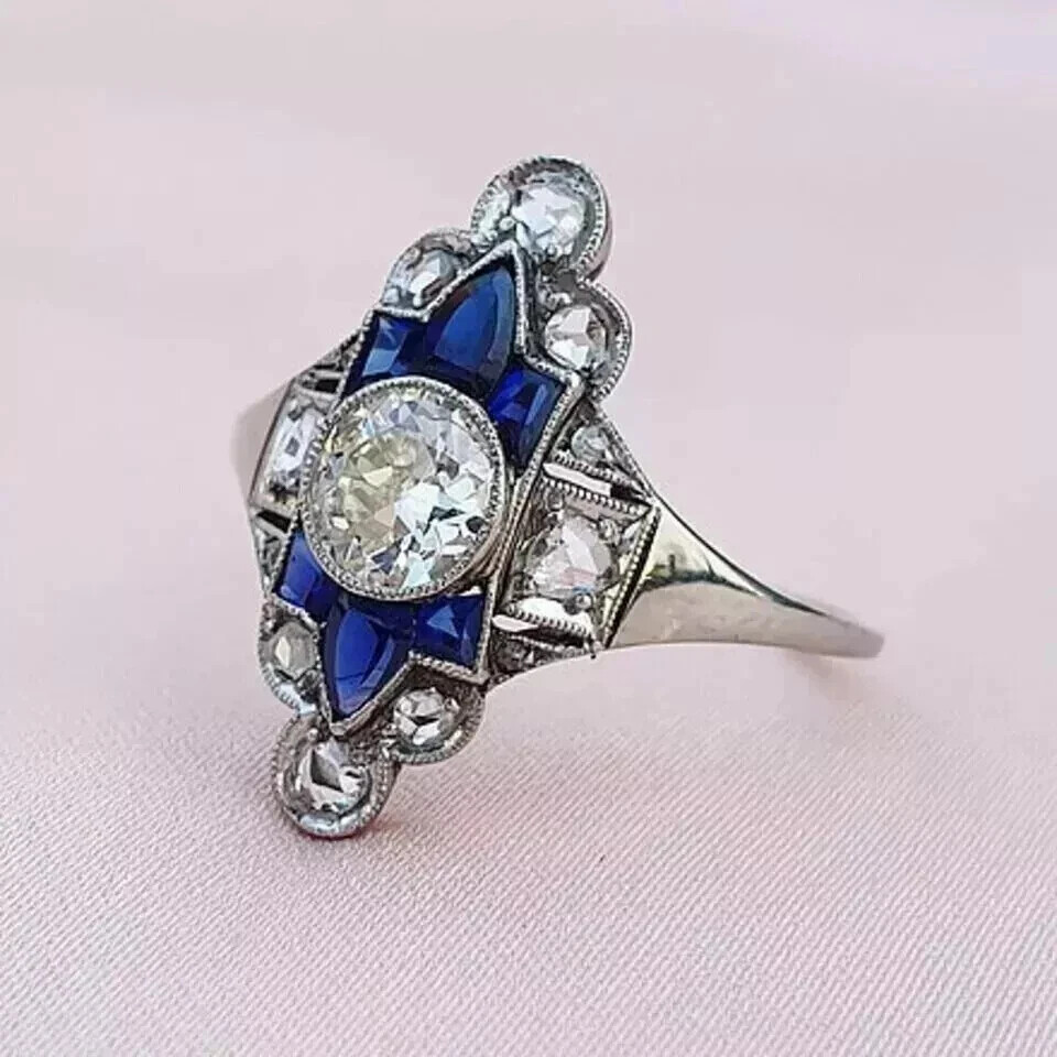 3 Ct Art Deco Style Lab – Created Diamond 14k White Gold Finish Wedding Ring