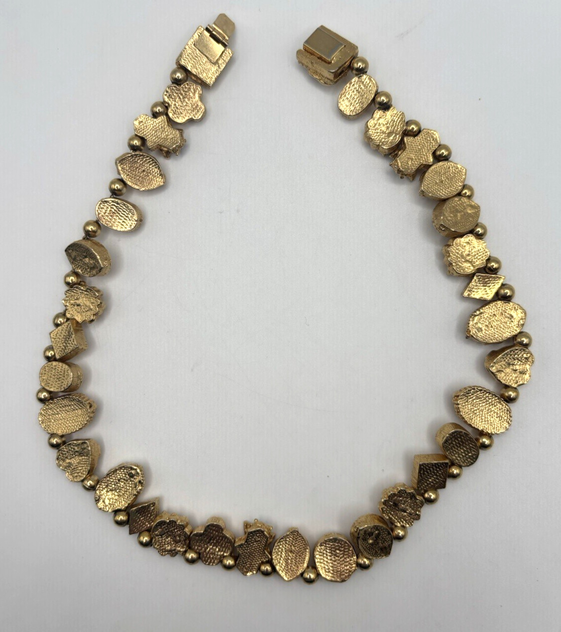 RARE Vintage Unsigned Goldette Victorian Revival Sliding Charm Necklace 16″