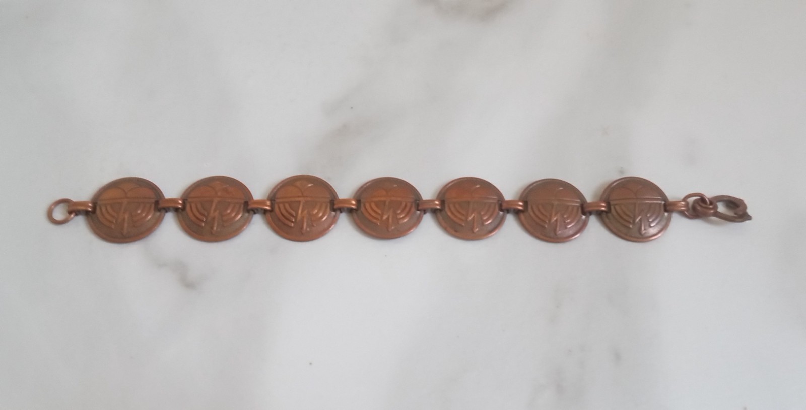 Vintage Copper Bracelet Modernist Design Links and Hook Clasp