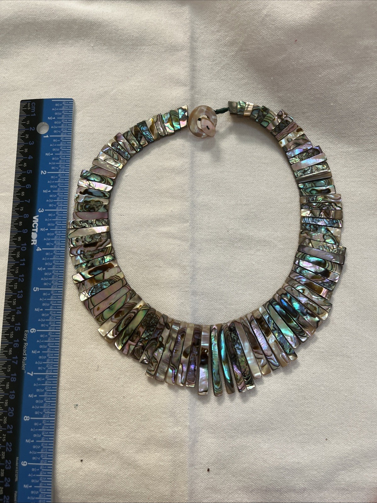 Vintage reversible graduated Abalone Paua Shell collar necklace Stunning