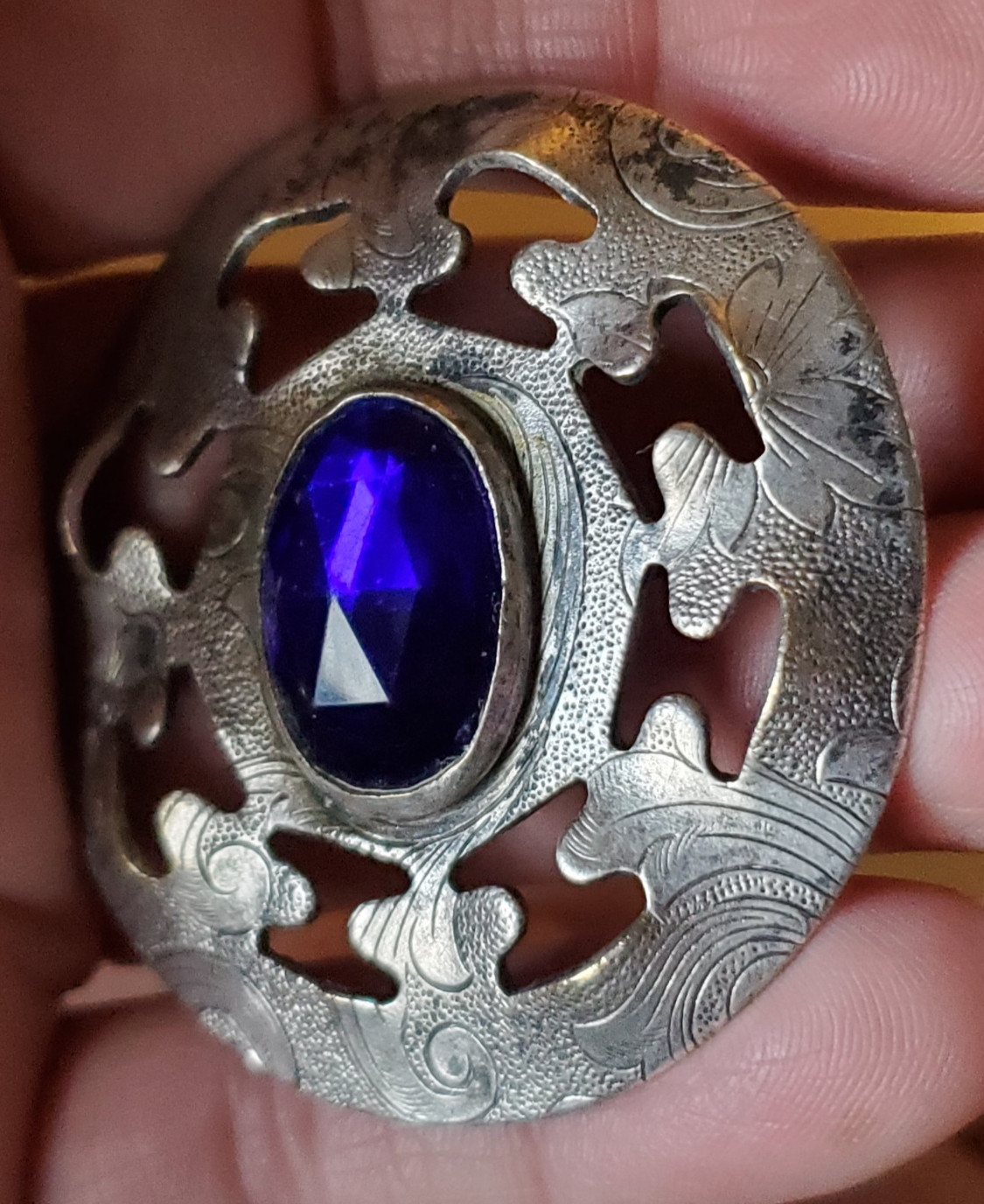 Antique Violet Blue Brooch, vintage pin / jewelry, old, Victorian ?