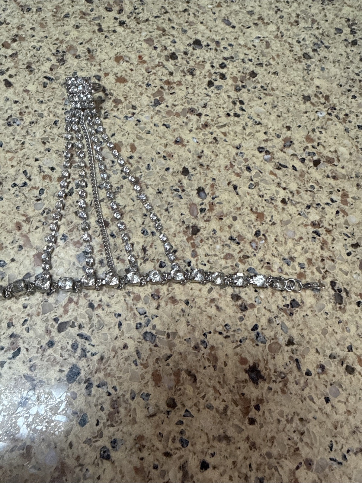 Rhinestone Vintage Ring With Attached Bracelet