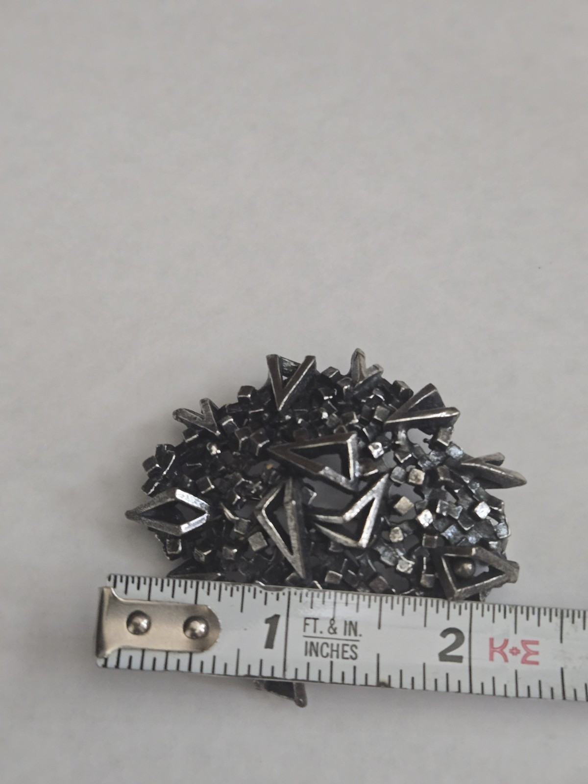 Collectible Robert Zentall Gun Metal Tone Brooch Pin Signed Modernist Brutalist