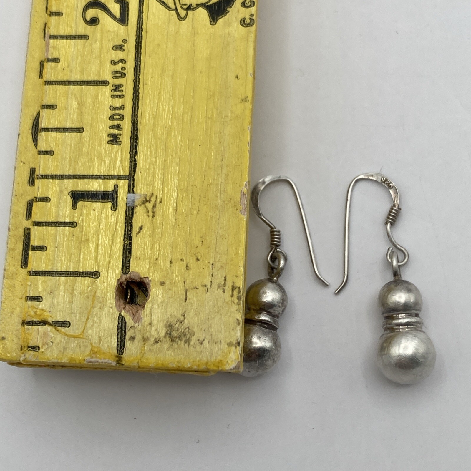 Vintage Mex Sterling Silver 925 Graduated Ball Dangle Hook Earrings 10.3g