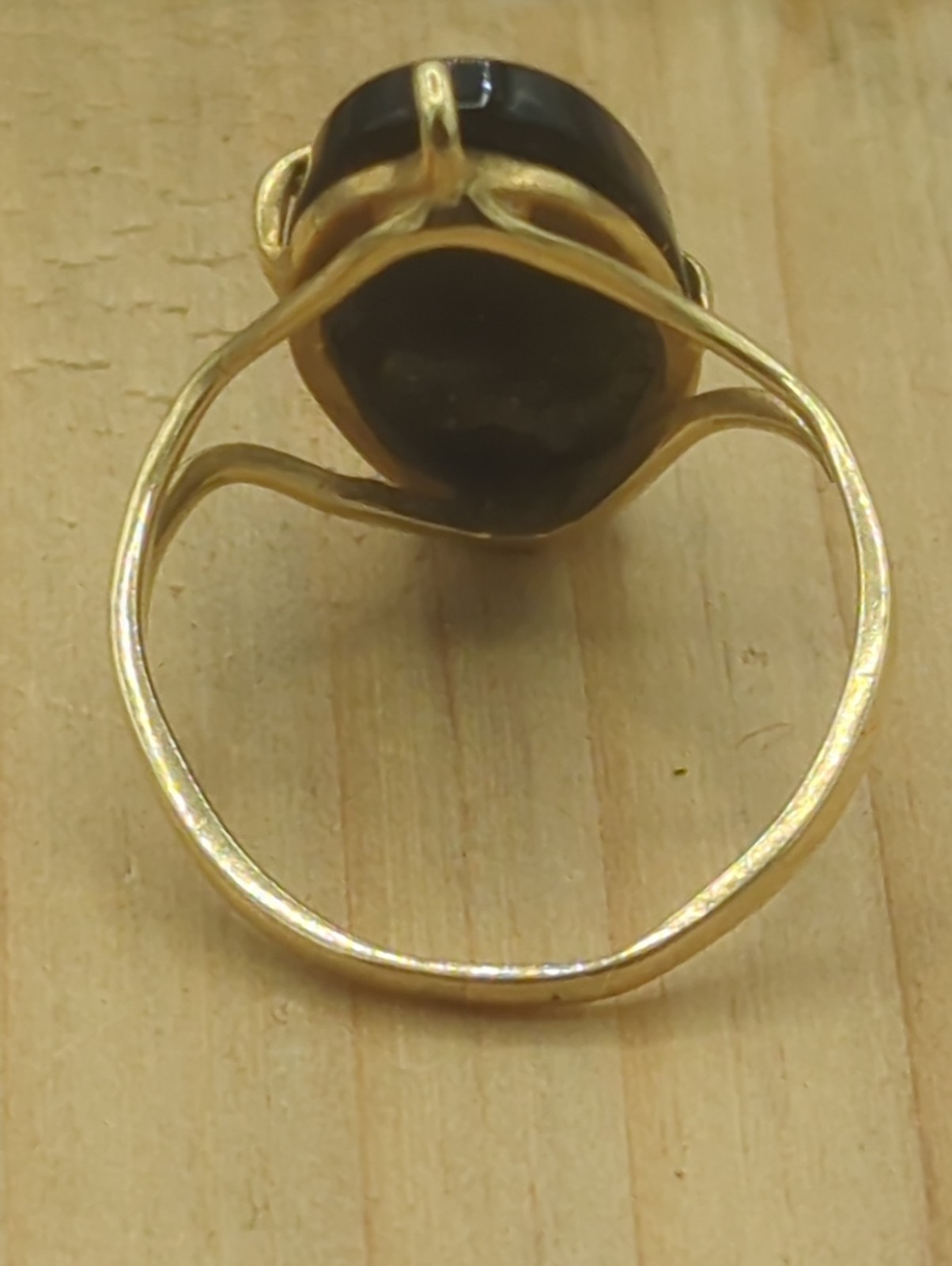 Vintage PSCO-P 14k gold and onyx ring, diamond chip inset size 6 Deco Style