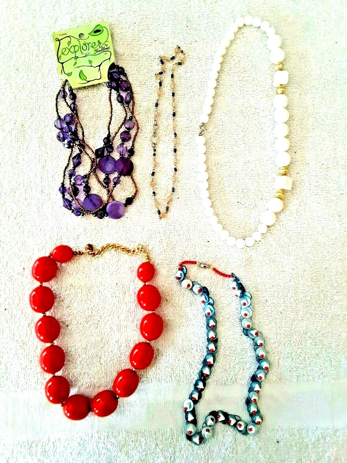 Vintage ~ Lot of 5 Jewelry Necklaces ~ 1950’s to 1980’s Variety Beads Costume