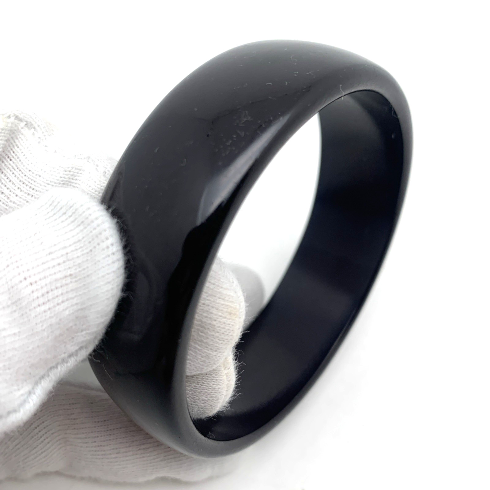Vintage 21 mm Wide BAKELITE 7-7/8″ Bangle Bracelet Shiny Black TESTED