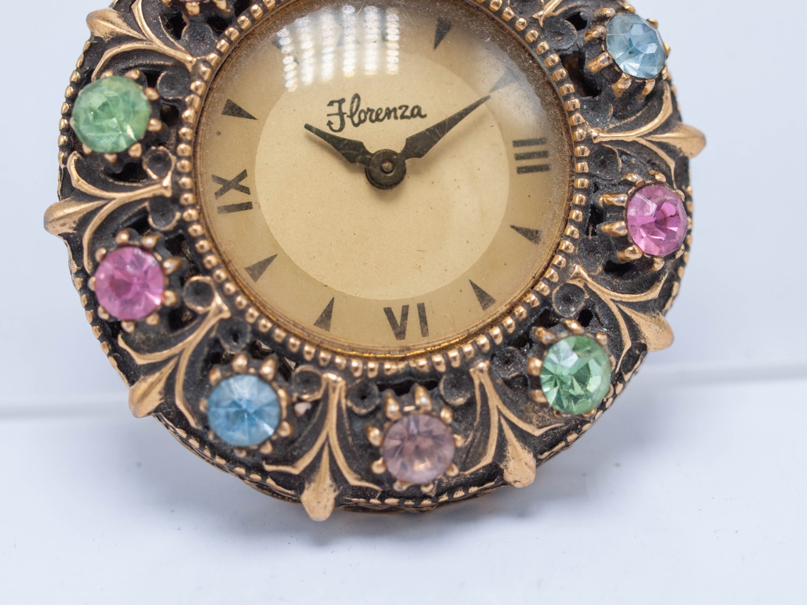 1957 – Ingraham Florenza 39mm Jeweled Pin Brooch Wind Watch – Not Running