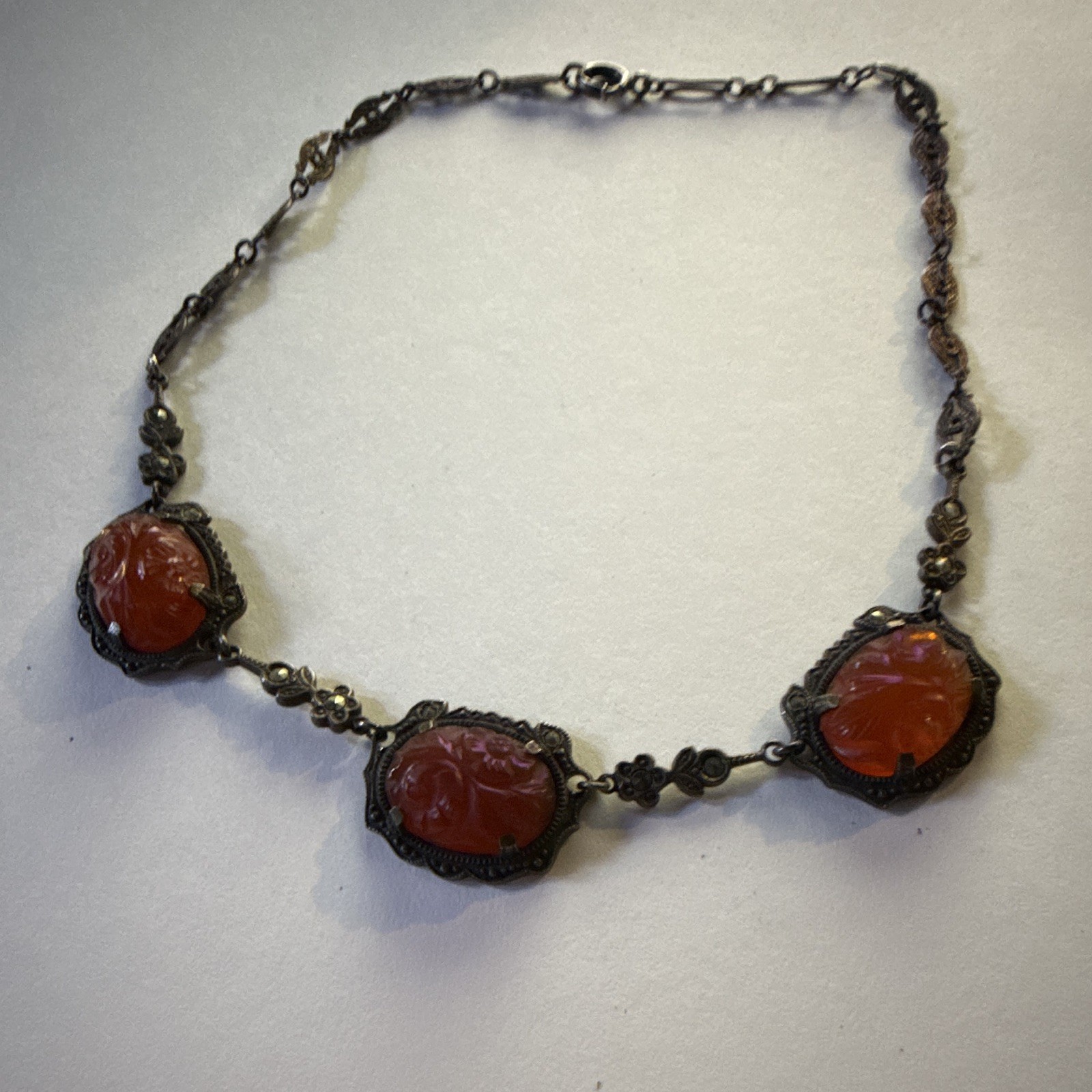 Vintage Revival Necklace Art Deco Style Glass Filigree Festoon Choker