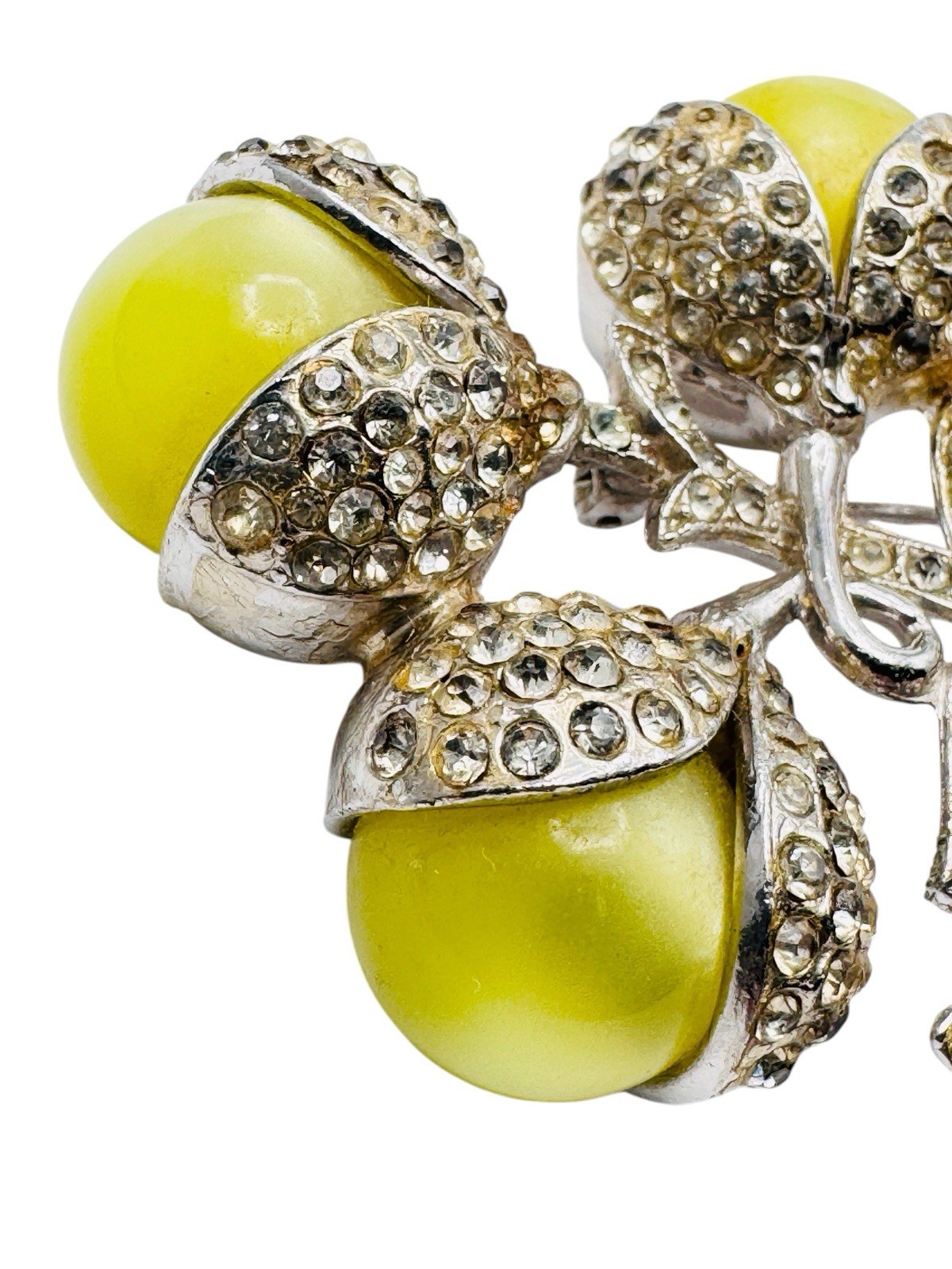 Vintage Coro? Yellow Moonglow Rhinestone Flower Brooch c1940s
