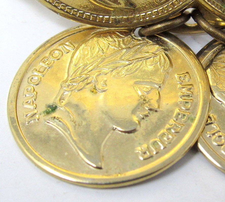 Scarf Clip Sarah Cov Faux Napoleon Coins Gold Tone Slide Coventry 1 1/2 inch WW